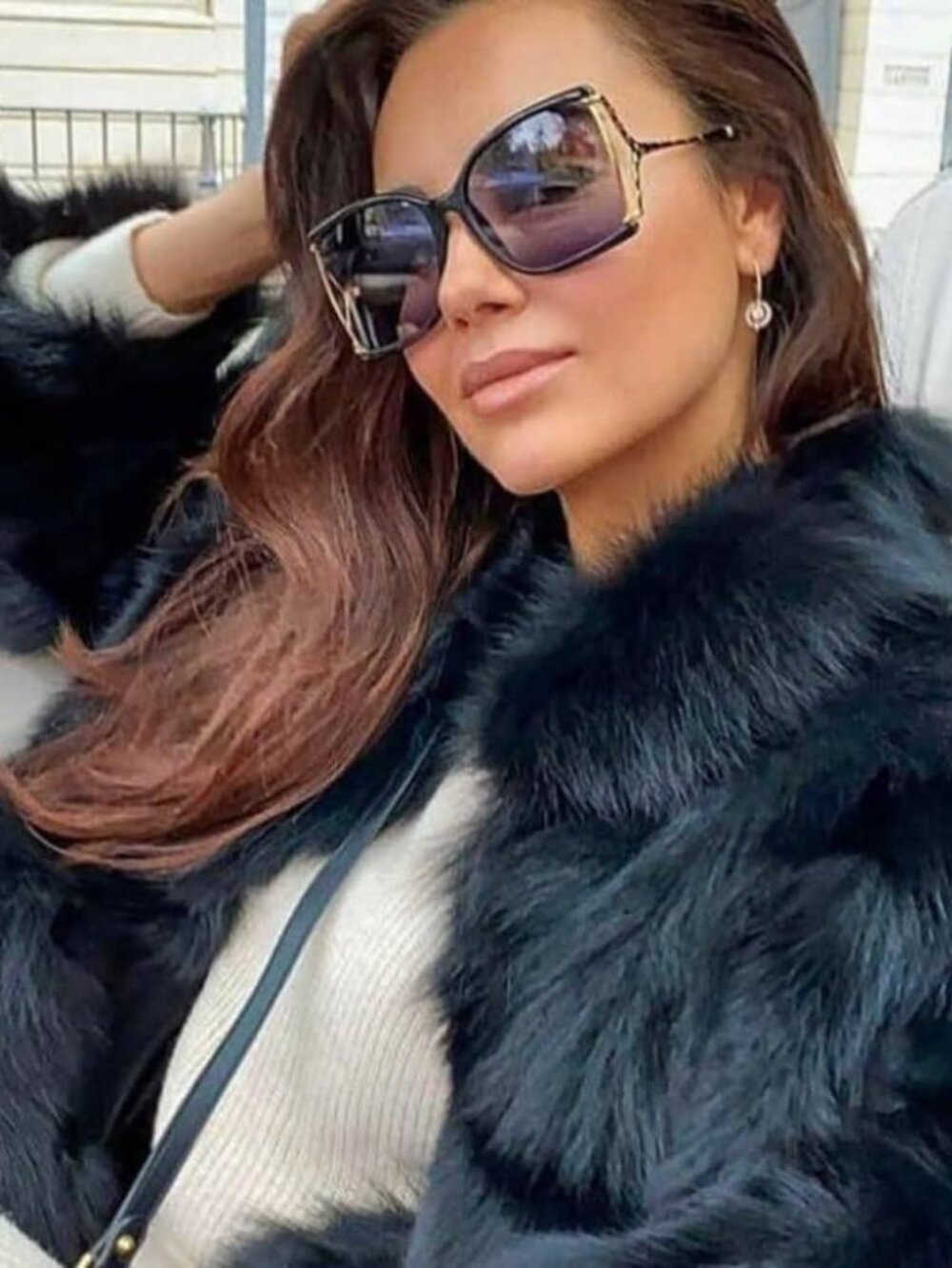 Gucci GG0592S 002 Square Sunglasses - Black / Gold / Smoke Gradient - Picture 6 of 11